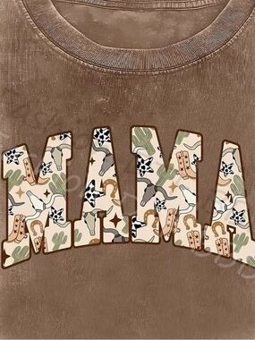 Brown Graphic Pullover with Western Pattern